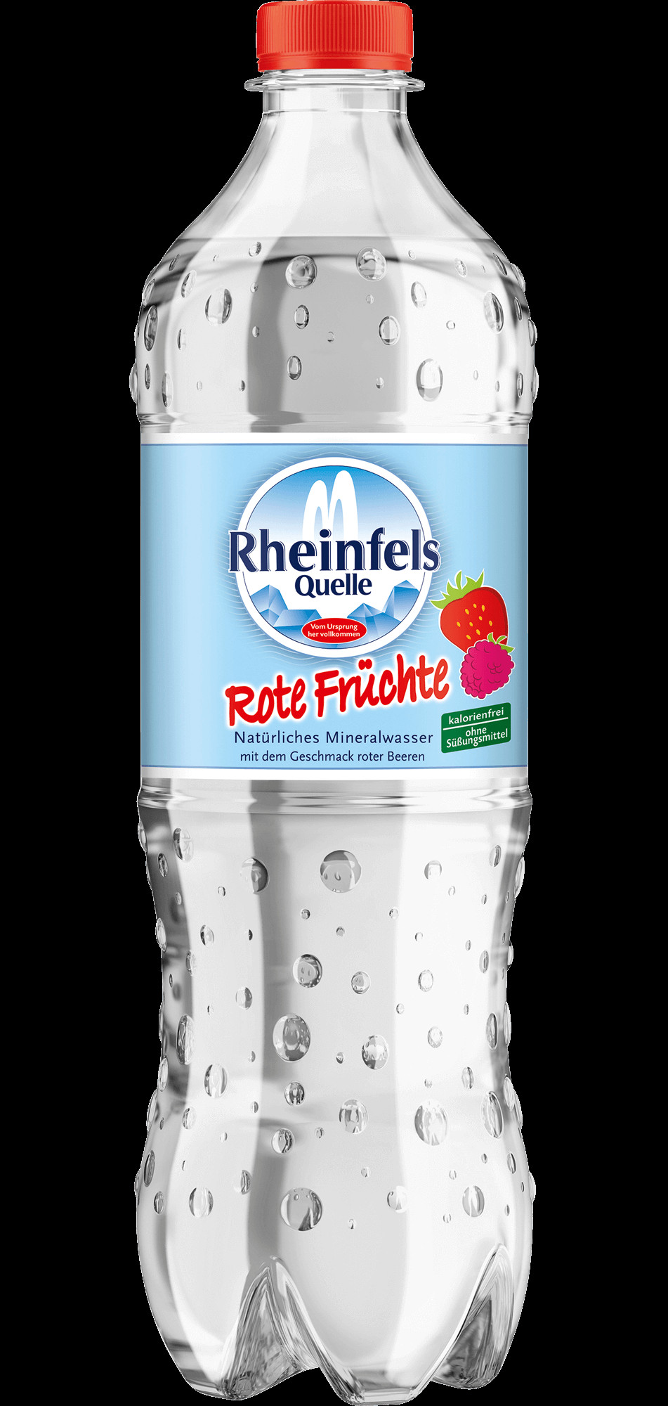 Eine Flasche Rheinfels Quelle Rote Früchte in 0,75 L PET Einweg